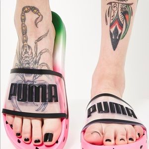 watermelon puma slides